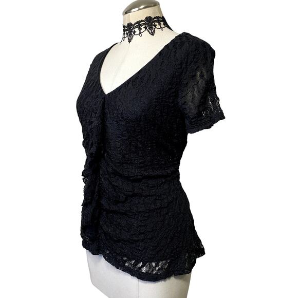 Cato Lace Gothic Blouse Whimsygoth Ruffle Dark Fairy Core - Picture 2 of 13